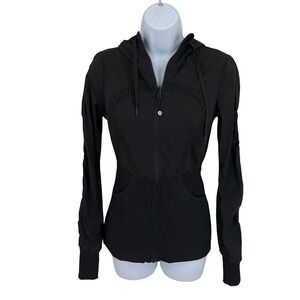 Lululemon Dance Studio Jacket Womens 6 Black Reversible Full Zip Hooded